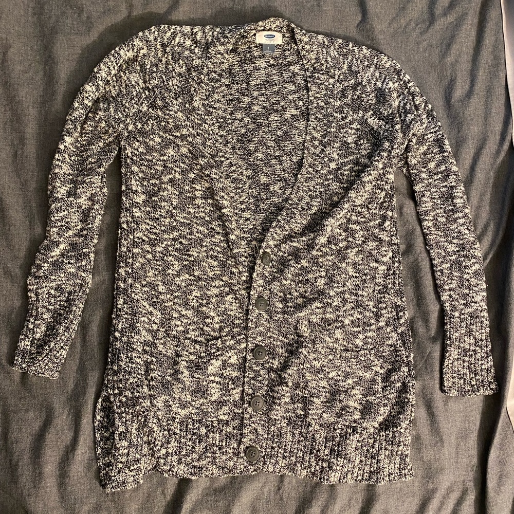 Black and White Marled Cardigan